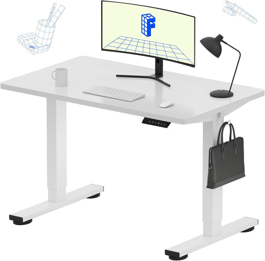 FLEXISPOT EN1 Whole-Piece Standing Desk Electric Stand Up Desk Workstation 40 x 24 Inches Desktop Ergonomic Height Adjustable (White Frame + 40" White Desktop)