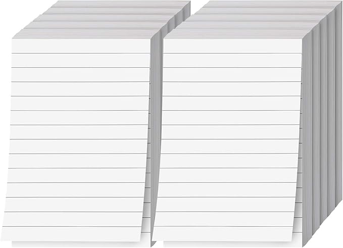 Memo Pads, White, With Black Lines – Lined Paper Notepads, Scratch / Writing Pad for Planning, To-Do Lists, Appointments, Reminders, Home, Office – 50 Sheets Per Pad, 10 Pads per Pack – 8.5" x 5.5"