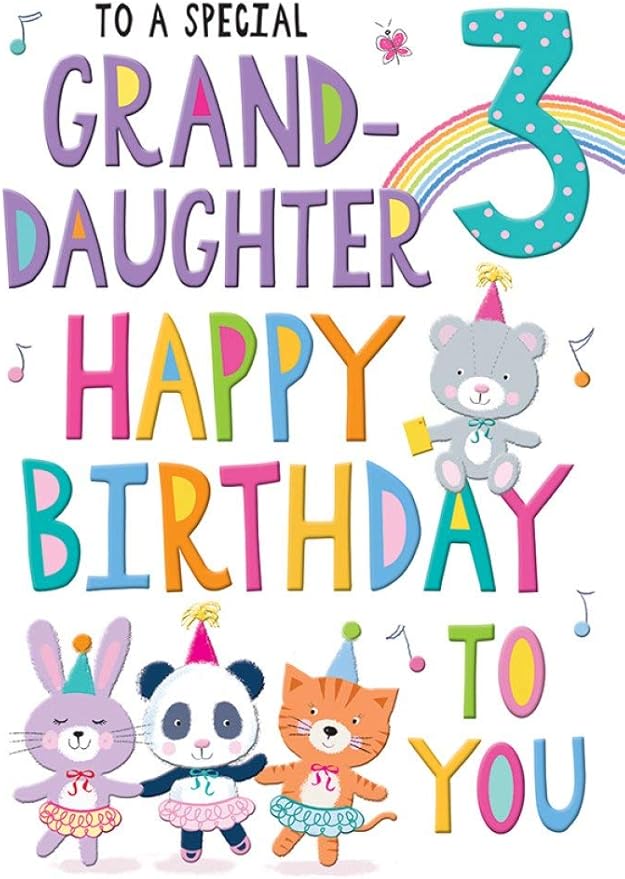 Regal Publishing Juvenile Birthday Card Age 3 Granddaughter - 9 x 6 inches -