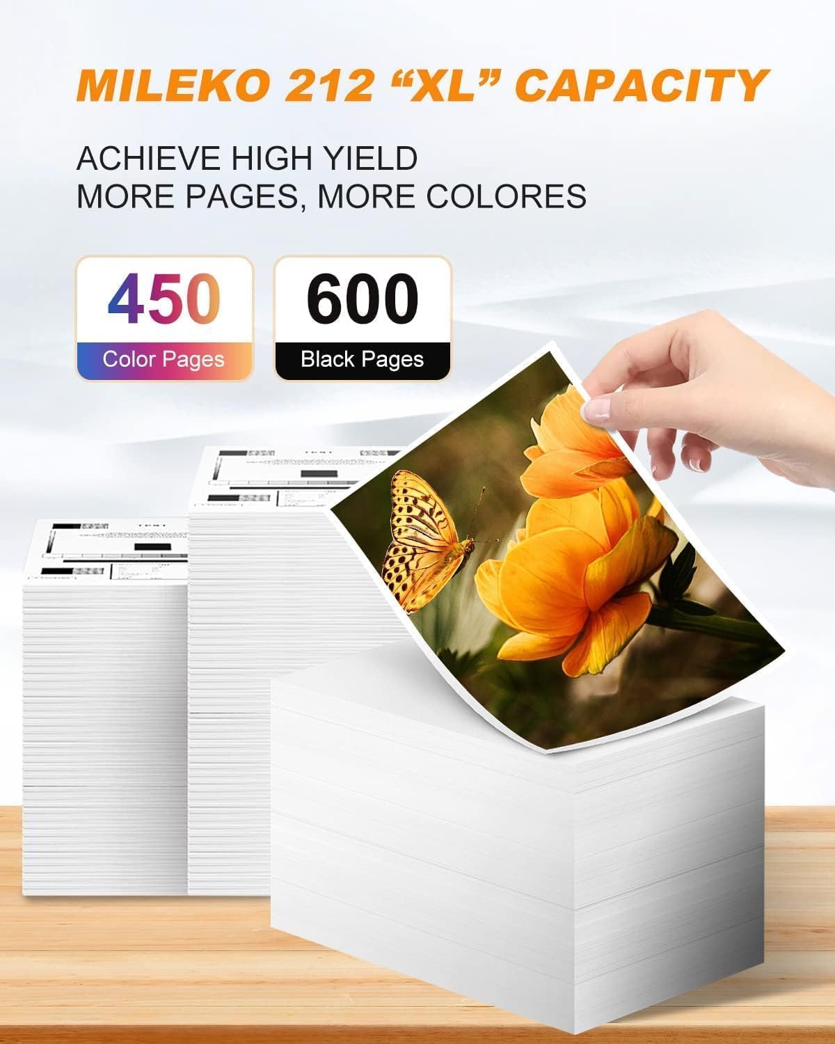 MILEKO 212XL Remanufactured Ink Cartridges Replacement for Epson 212 XL T212 Work for Epson Workforce WF-2850 WF-2830 Expression Home XP-4100 XP-4105 Printer (2 Black, Cyan, Yellow, Magenta, 5-Pack)