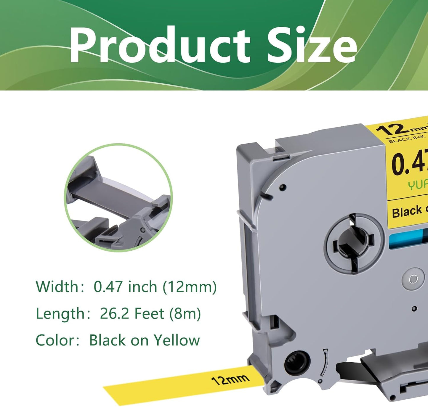 Tape TZe-631 Yellow TZ TZe Compatible with Brother P Touch Label Maker Tape TZe631 TZ631 12mm 0.47'' Laminated Black on Yellow Label Tape for PT D200 D210 D220 D400 PTH110 Cube, 3-Pack