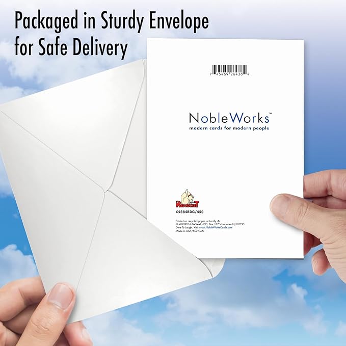 NobleWorks - Funny Happy Birthday Note Card with Envelope (4.63 x 6.75 Inch) - Bday Greeting Card for Women and Men - Congrats Bday Celebration Notecard - Track Cookies C2384BDG