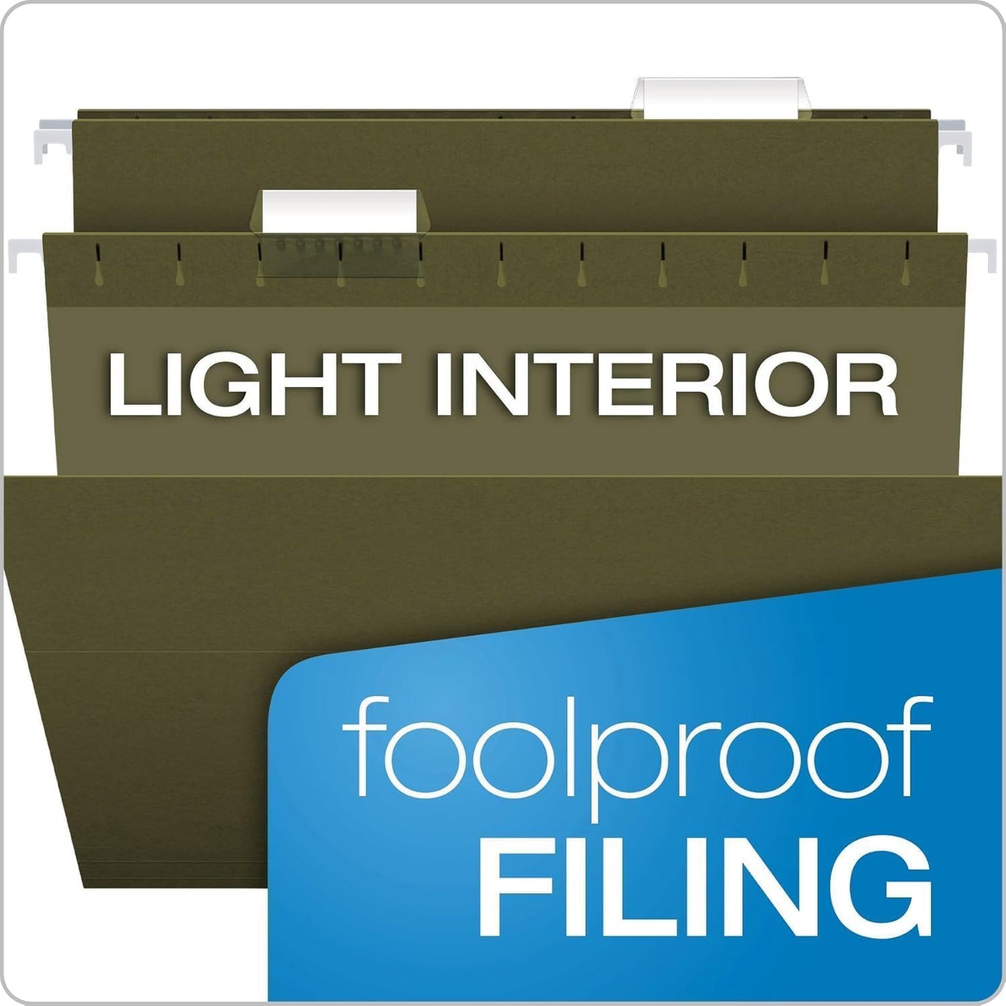 Pendaflex Hanging File Folders Letter Size - 100 Pack - 1/5 Cut Adjustable Tabs - Green Bulk File Folders with Tabs 8.5 X 11 Inches