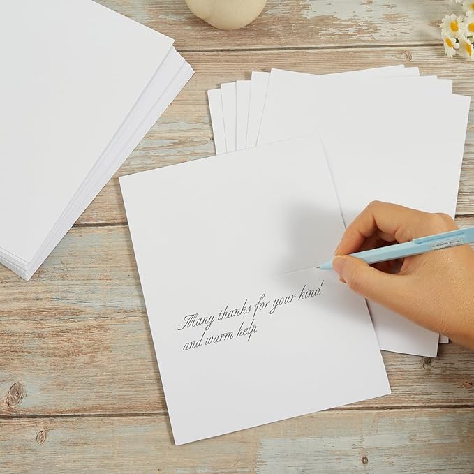 50 Pack Blank Cards Folded Cardstock Thank You Blank Greeting Cards for Invitations, Wedding, Greeting Cards, All Occasion DIY (White, 2x3.5)