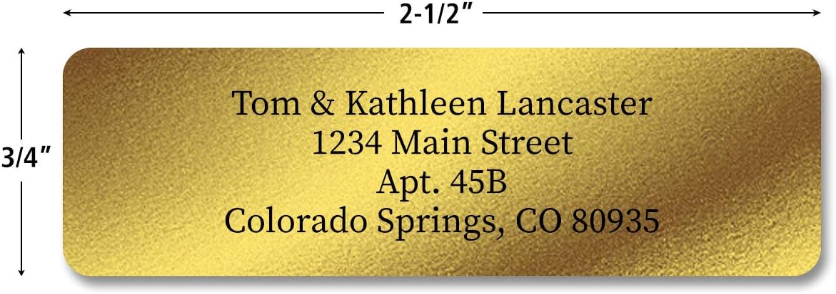 Personalized Return Address Labels, Roll of 500 Gold Foil Self-Adhesive Labels Without Dispenser, Customize with Name & Shipping Address, Colorful Images