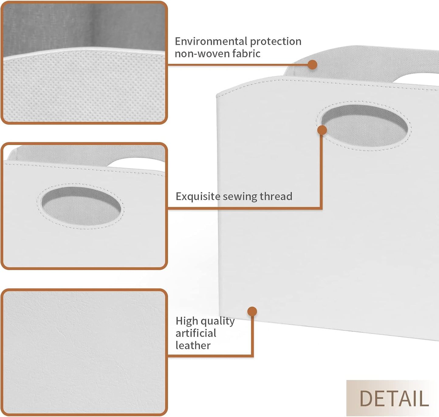 EZDeco Magazine Holder Foldable Magazine Rack Floor PU Leather File Holder Newspaper Book Storage Basket Document File Folder Organizer for Office Home (White-1)