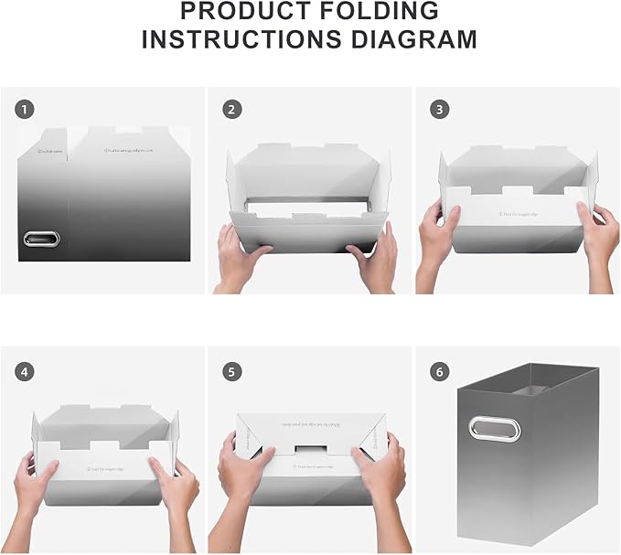 Oterri File Organizer, Small Storage Box, Cardboard File Folder Organizer, Collapsible File Box, Hanging File Organizer for Letter Size, Portable File Box, Only Box (Gradient Light gray,2 Packs)