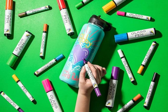 Glass Pen Window Marker: Liquid Chalk Pens for Glass, Whiteboard Markers with Washable Paint - Graduation, Car Windows, Mirror Pen, Storefront, Wedding, Parade, Party & Holiday (Orange, Fine Tip)