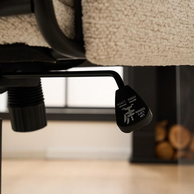 Kidol & Shellder Office Desk Chair with Arm, Swivel Adjustable Height with Wheels Comfortable Wide Seat for Home Office, Bedroom, Makeup Room, Beige