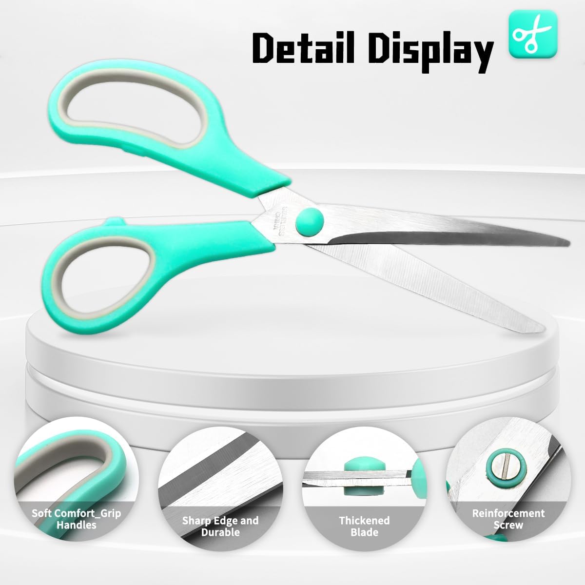 Vitoler Scissors All Purpose, 8.5" Heavy Duty Scissors Bulk,Cute Scissor for Office Craft Fabric, Back To School Supplies