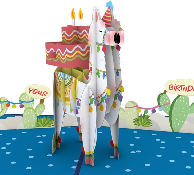 Lovepop Birthday Pop-Up Card for Her, Him, Men, Women - 3D Animal Greeting Cards - Sound The A-Llama - 5" x 7" - Blank Notecard & Envelope Included