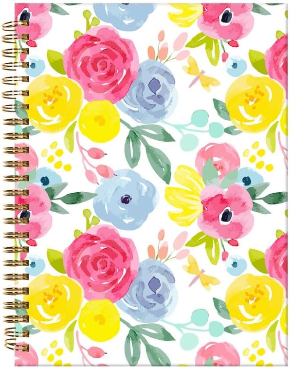 Spiral Journal Notebook,A5 Hardcover Lined Journals for Women Girl 6 x 8.3 in,120 Pages Thick Paper,Cute College Ruled Writing Notebook for Gifts Office Work School(Watercolor Rose Floral)