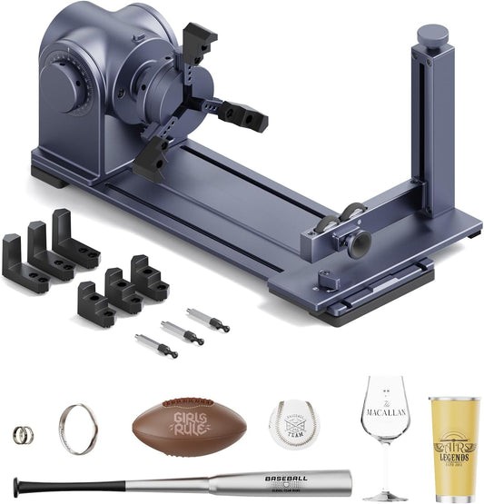 LaserPecker Rotary Extension for LP5/LP4 Engravers, 3-200mm Cylindrical Engraving, 180° Angle Adjustment & Scale Dial - Professional Rotary Module for Rings/Bottles/Cones