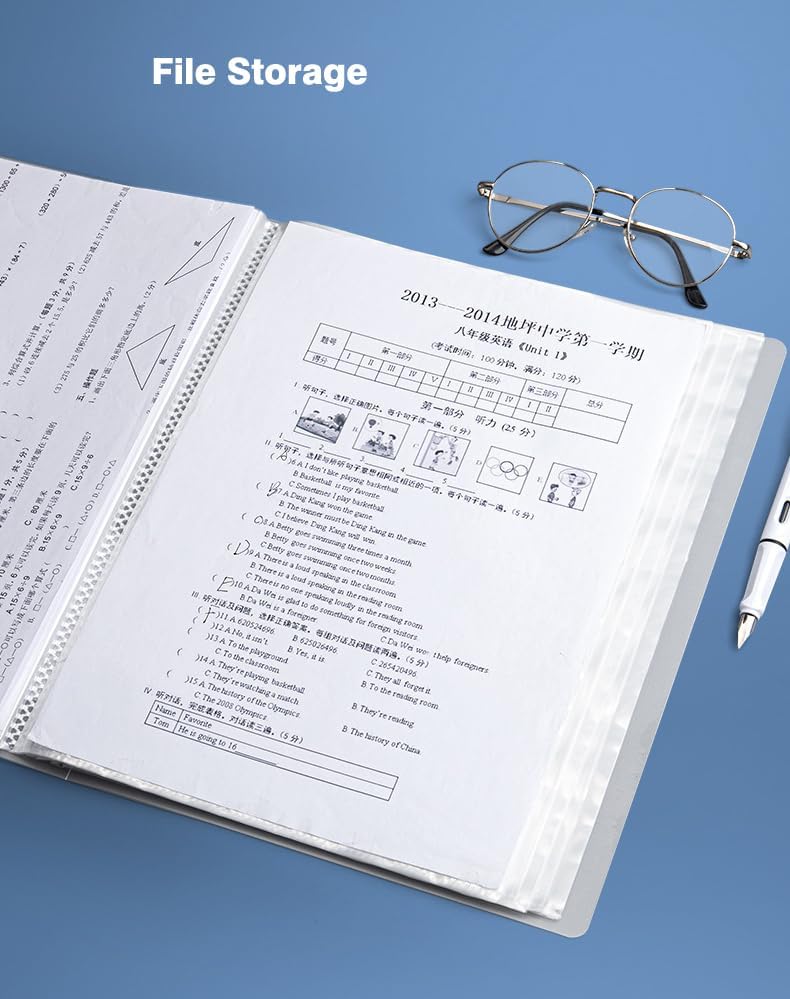 A4 80 Pockets 160/Sides Display Book Paper Document Holder, Business Presentation Book Presentation Folder (80 Pockets Transparent Pink)