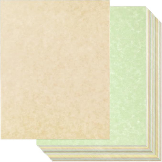 Epakh 200 Sheets Old Age Parchment Paper 8.5 x 11 Inch Standard Letter Vintage Colored Old Parchment Semblance Double Side Printing Paper (Mixed Color)