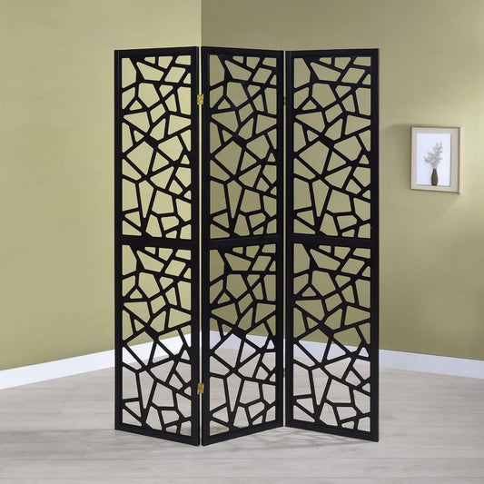 NicBex Room Divider 3 Panel Room Dividers with Complex Pattern Designs Partition Room Dividers and Folding Privacy Screens Wall Divider for Home, Office, Room Separation,52"W x 0.75"D x 70.25"H, Black