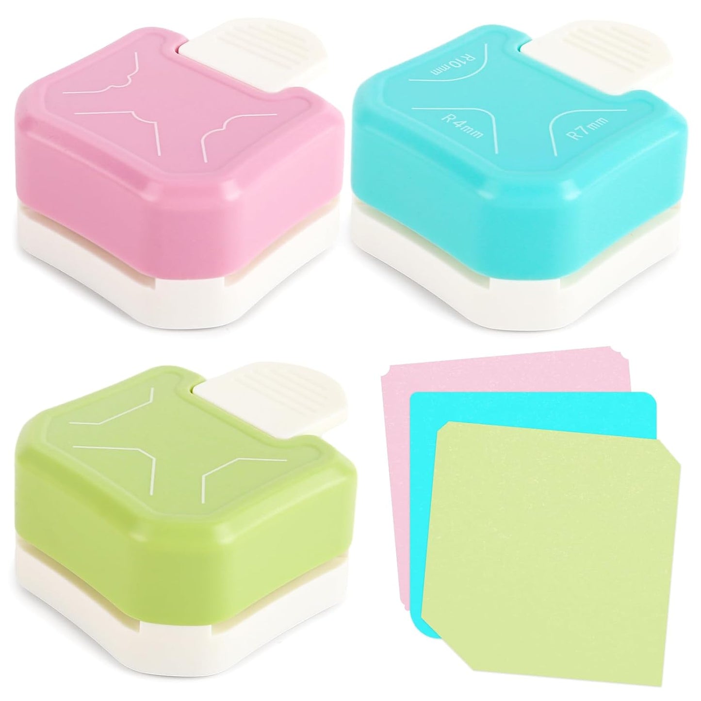 LOVEINUSA 3PCS 3-in-1 Punch Set (Rounder + Beauty Shape + Chamfer Edges), 3 Way Cutter for Scrapbooking, Photocards & DIY Paper Crafts, Works Great with Laminate, Precision Professional Cutting