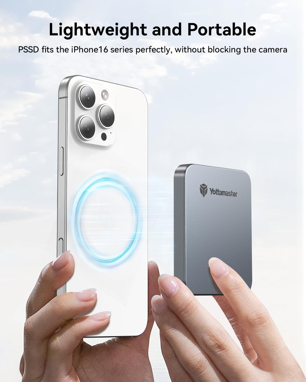 Yottamaster 1TB Magnetic External SSD, Up to 2000MB/s USB 3.2 Gen 2x2 Portable Solid State Drive, Supports 4K ProRes HDR Compatible with iPhone 16/15 Pro Max, Smartphone, Tablet, Laptop