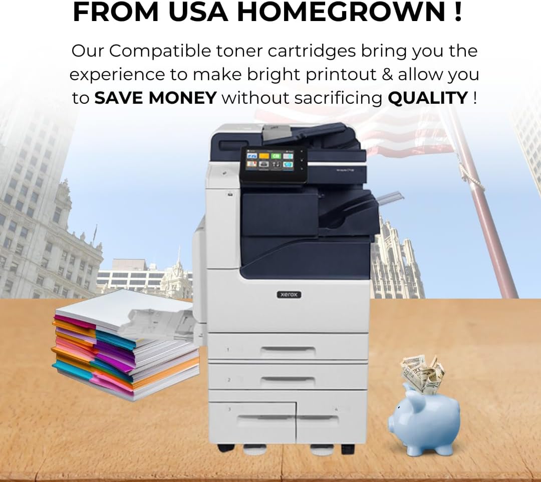 Toner Pros High Capacity Remanufactured Xerox Versalink 006R01824, 006R01825, 006R01826, 006R01827 Toner Cartridge - Replacement for C7120/C7125/C7130 Printers - 4 Color Pack KCMY