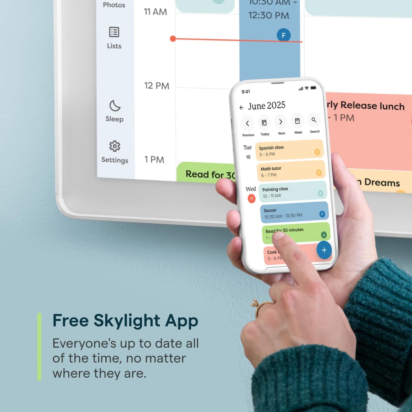 Skylight Calendar Max: 27-Inch Smart Digital Calendar & Chore Chart, Family Organizer with Interactive Touchscreen Display – Wall Mountable in Portrait or Landscape, Classic White Frame