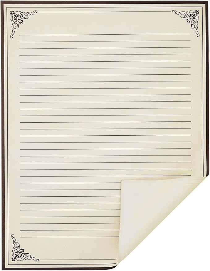 Juvale Fancy Vintage Lined Paper with Antique Border Design, Aged Stationery for Writing Letters, Invitations, Poems, Lyrics, Notes, Cream Color (8.5x11 Inches) - 96 Sheets