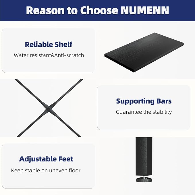 NUMENN Triple Column 6 Tier Bookshelf, Bookcase with 17 Open Display Shelves, Adjustable Rustic Industrial Style Book Shelves, Modern Bookshelves for Bedroom, Living Room and Home Office, Black