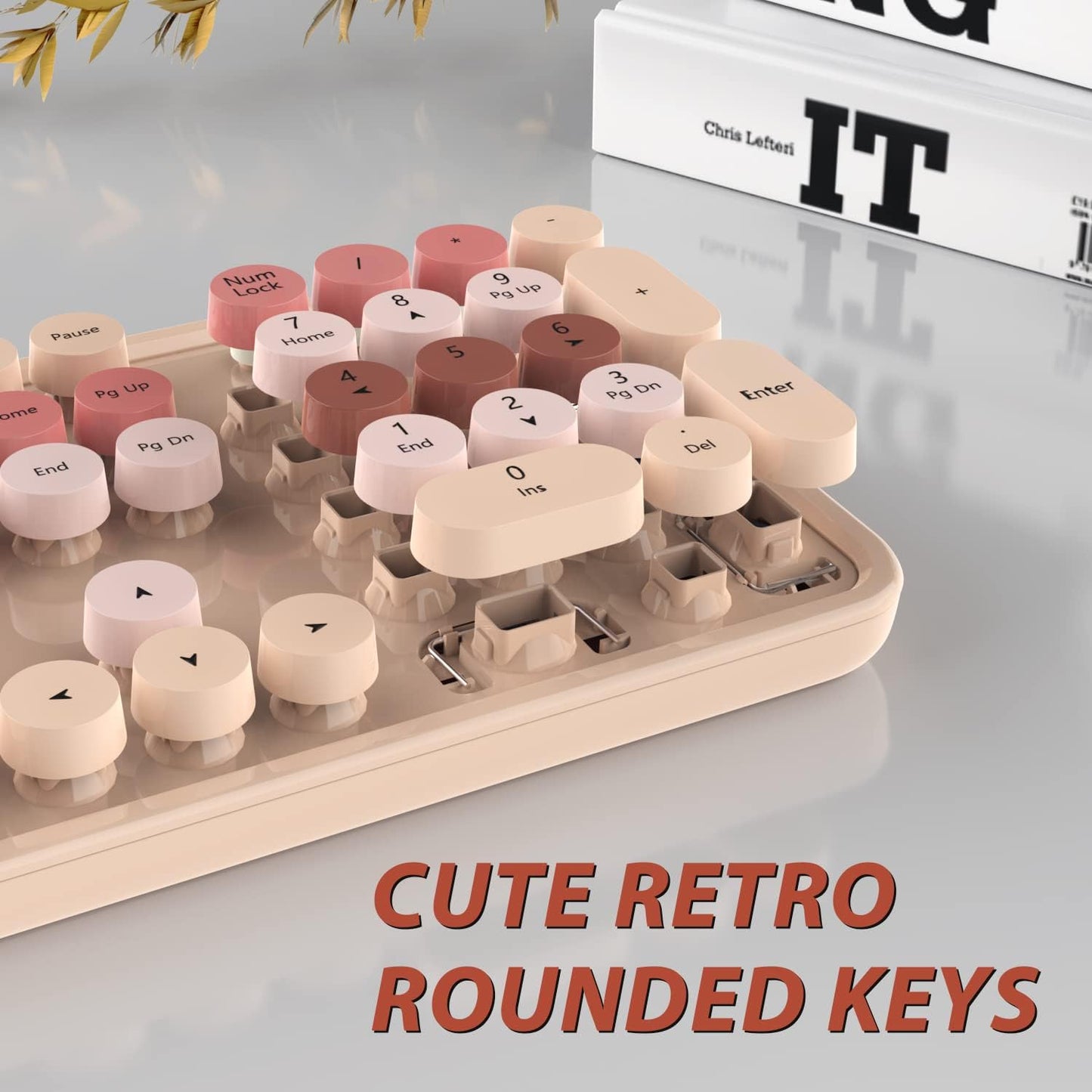 Colorful Wireless Keyboard and Mouse Combo - 104 Key Wireless Keyboard with Number Pad for Windows PC, Notebook, Laptop (Chocolate)