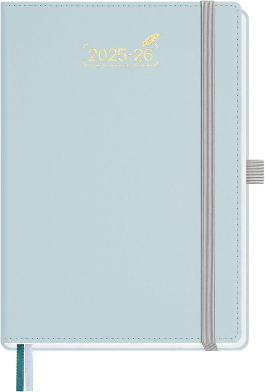 BEZEND Weekly Planner 2025-2026 with 2 Columns, 5.8" x 8.5" Academic Calendar 18 Months (Jul 25-Dec 26) Life Work Appointment Book with Monthly Tab, PU Leather Hardcover - Dutch Blue