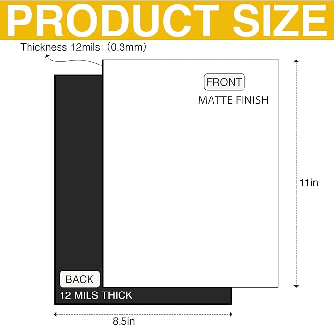 Printable Magnet Sheets Non Adhesive,8.5 X11 Inches for Inkjet Printers,10 Sheets Matte Cuttable Magnetic Paper,12mil Thickness DIY Flexible Magnet Photos