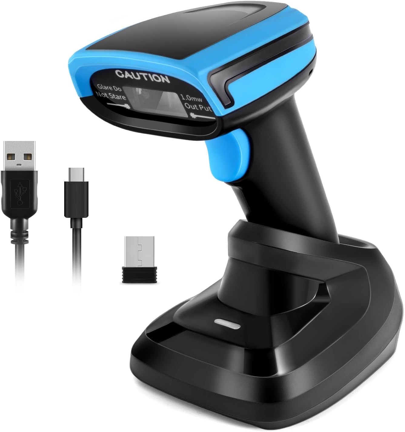 Barcode Scanner Wireless, 1D Laser Barcode Reader with Stand 2.4G Wireless & USB Wired Connection 2 in 1 Plug and Play Handheld Bar Code Scaners