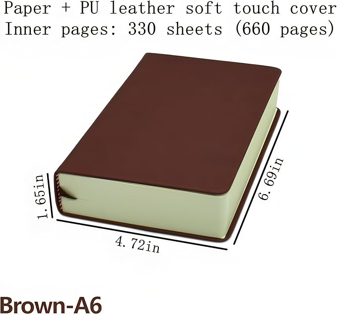 jooact Thick Sketchbook 660 Pages Notebook Soft Faux Leather Cover Journal 80GSM Paper Notepad Drawing Book Memo Writing Sketch Pad Diary Notebook