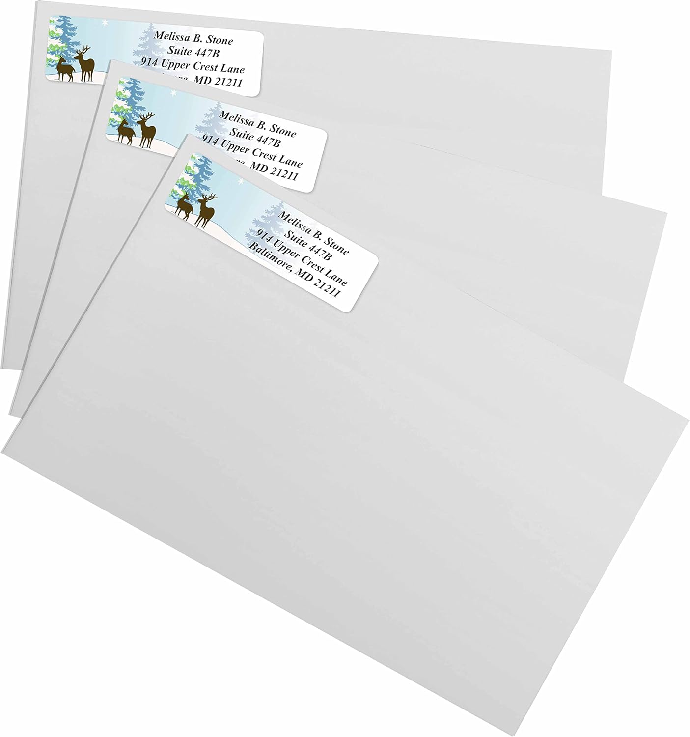 Festive Deer Designer Rolled Address Labels with Elegant Plastic Dispenser