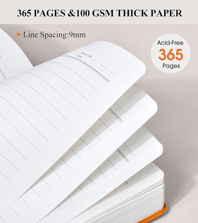 365 Page Thick Lined Journal Notebook for Men Women, B5 Large Leather Journals for Writing, Hardcover Notebooks for Work, School, Note Taking, Business, Travel Diary, College Ruled 7.6" x 10"
