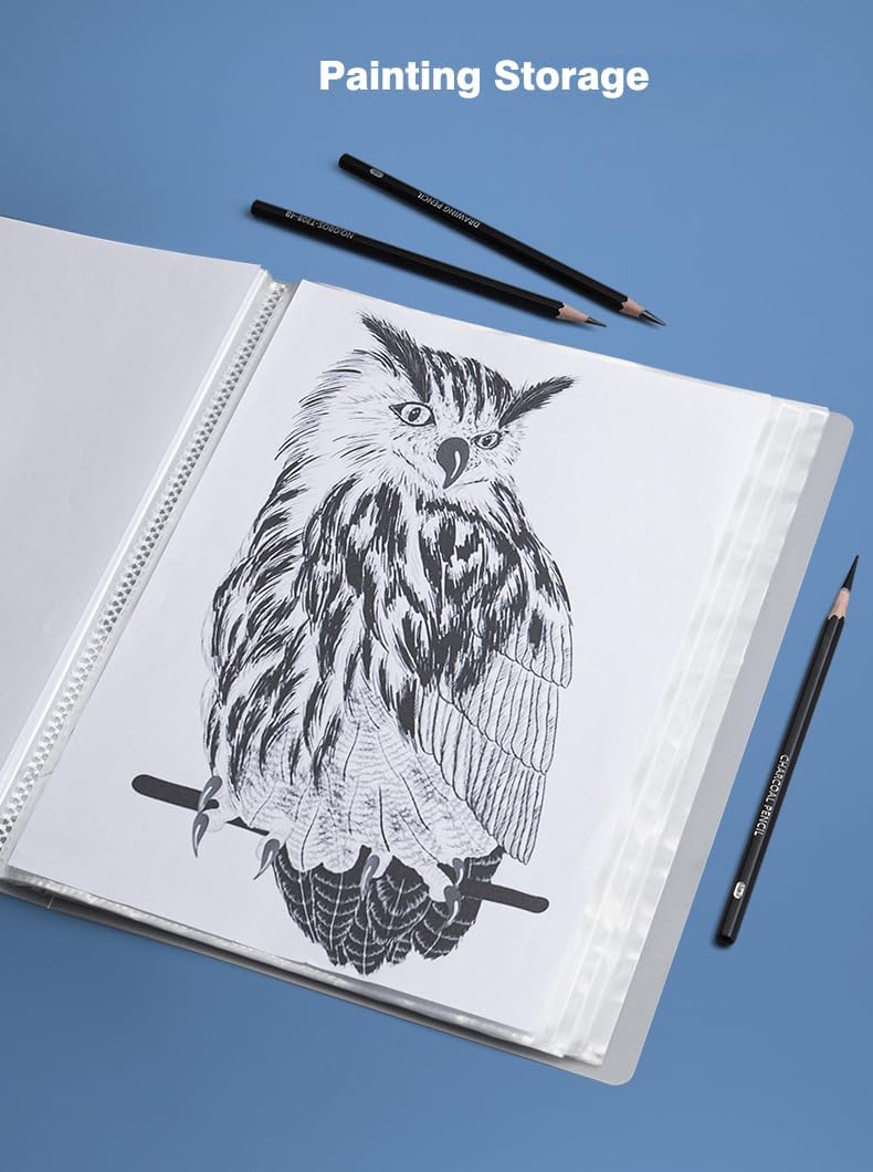 A4 80 Pockets 160/Sides Display Book Paper Document Holder, Business Presentation Book Presentation Folder (80 Pockets Transparent White)