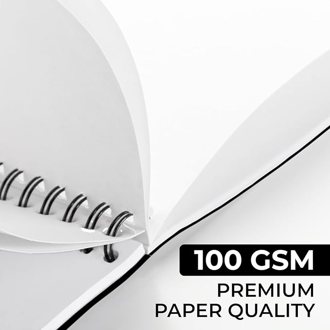 Bulk Spiral Notebook, 48 Pack, Unlined Journal, 5.8 x 8.3, 120 Pages (60 Sheets), 100 GSM Paper, No-Bleed, Black Cover Drawing Notebooks, Unlined Sketch Pad for Writing, Note Taking Travel