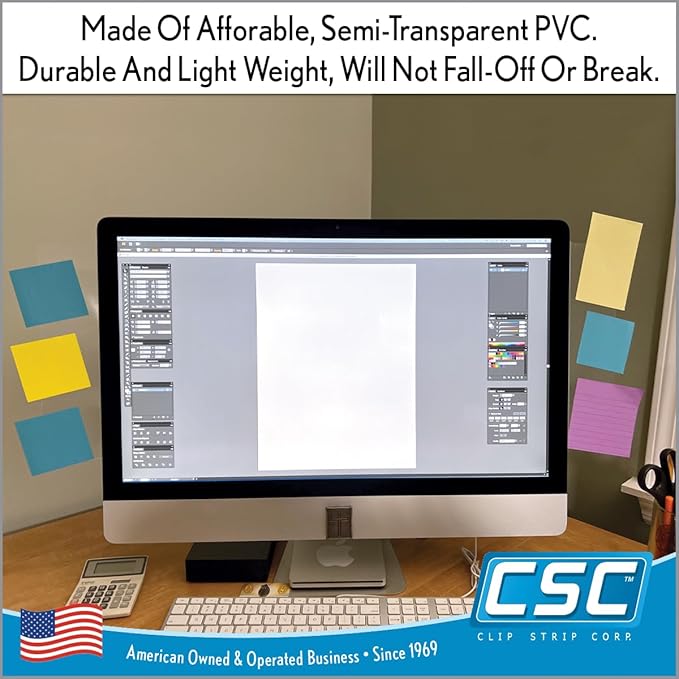 Computer Monitor Memo Board 2 Pack Sticky Note Holder, Semi-Transparent Flexible PVC, Monitor Adhesive Message Boards, Desk Accessories & Workspace Organizers, 12" L x 3" W, Non-Acrylic