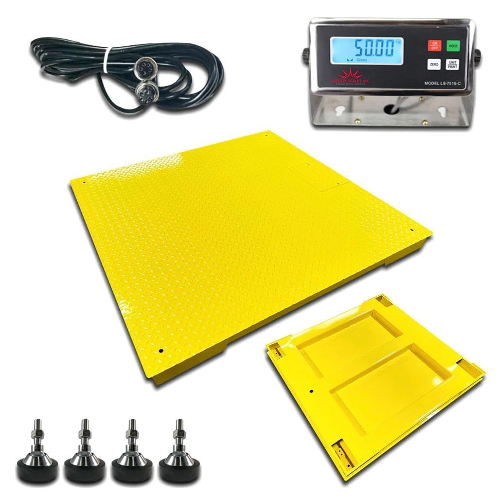 Liberty LS-700-4X6 Heavy Duty General Purpose Floor Scale | 48" x 72" | Capacity of 10,000 lbs x 2 lb + Yellow