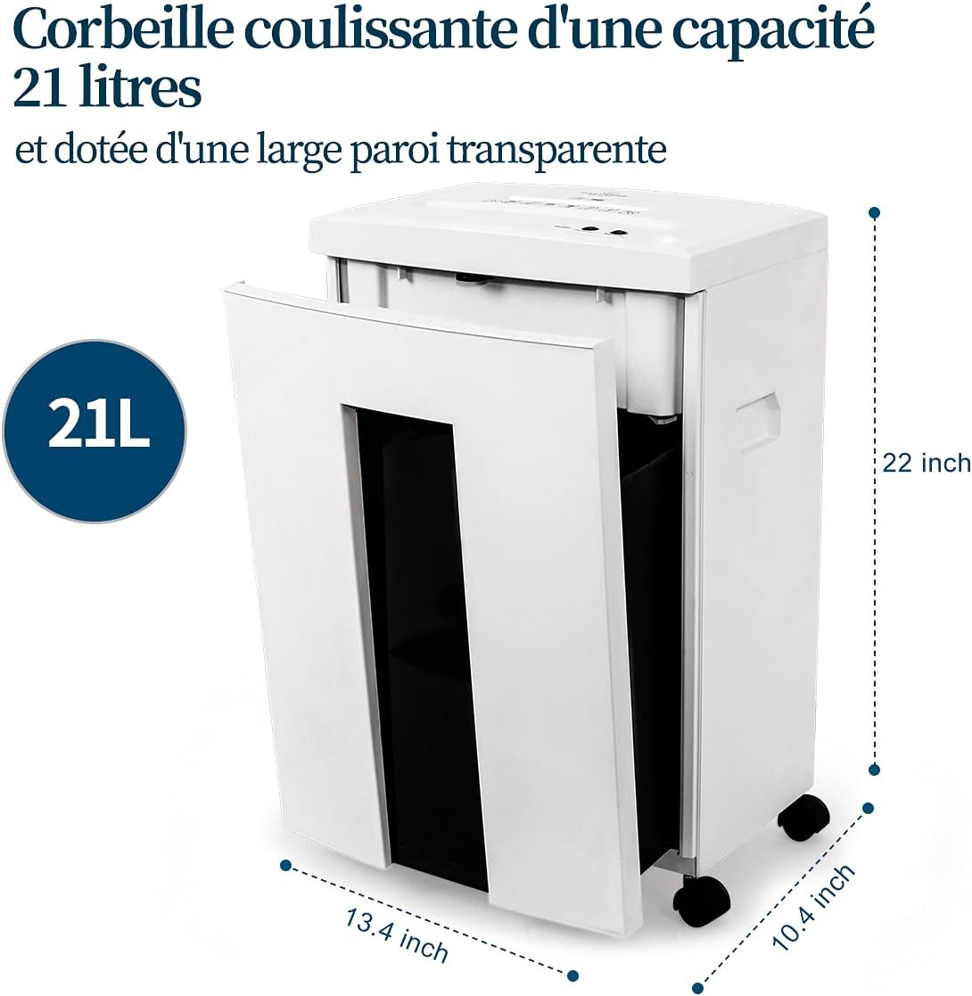 WOLVERINE 18-Sheet Shredders for Home Office Heavy Duty P-4 Security Level Crosscut Paper Shredder Paper/CD/Card Ultra Quiet Paper Shredder for Home with 6 Gallons Pullout Waste Bin SD9113(White ETL)