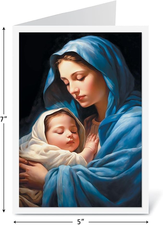Current Madonna & Child Christmas Cards with Envelopes - Set of 18 Large 5 x 7-Inch Folded Cards, Religious Holiday Greeting Card Value Pack