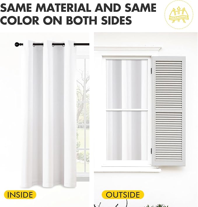 MIULEE Pure White Room Darkening Curtains - Grommet Top Bedroom Window Treatment Curtains Thermal Insulated Drapes for Living Room Kitchen Light Blocking Drapery, 40 x 45 Inches Long, 2 Panels