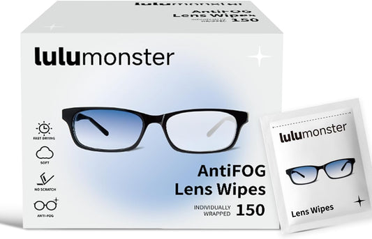 Anti Fog Lens Wipes for Eyeglasses, [150 Pre-Moistened Individually Wrapped Wipes] [Non-Scratching & Non-Streaking] Cleaner Wipes for Glasses, Sunglass