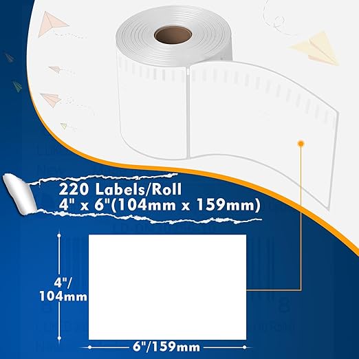 L LIKED 880 PCS 4"x 6" Direct Thermal Labels White Perforated Shipping Label, Compatible with DYMO 4XL 1744907,Zebra, Rollo, Jadens, Nelko, 220 Labels per Roll, 4 Rolls