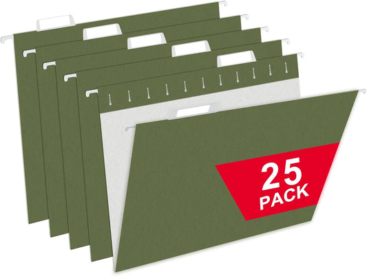 50 Packs Hanging File Folders,Standard Green,Letter Size File Folders with 1/5 Adjustable Cut Tabs,Decorative,Drawer,Desk and Cabinet Use