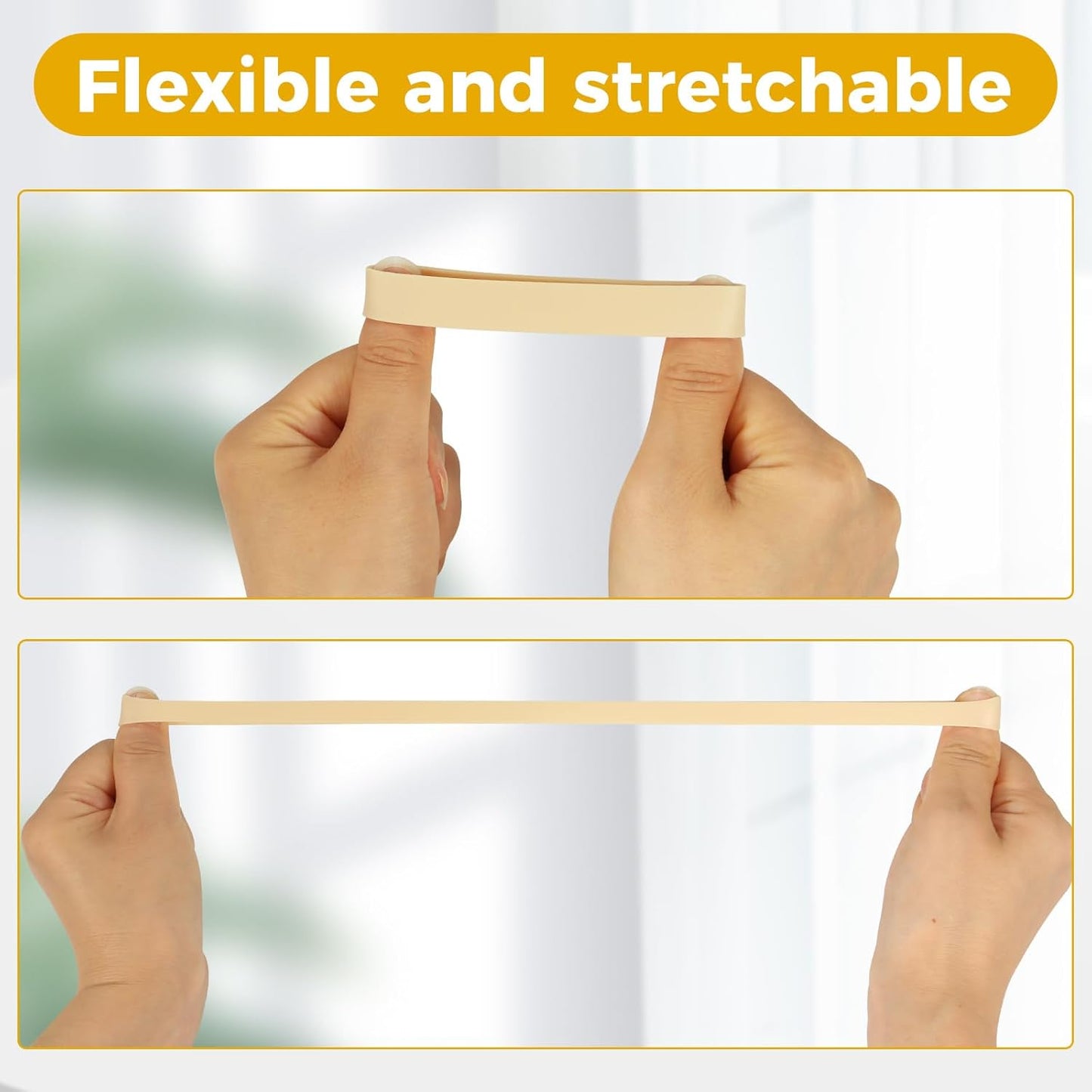 Size #82 Tactical Rubber Bands - Pack of 60 Heavy-Duty, Extra Thick and Wide UV, Heat, and Cold-Resistant Industrial-Grade Elastic Bands for Camping, Cycling, and Fishing (light brown)