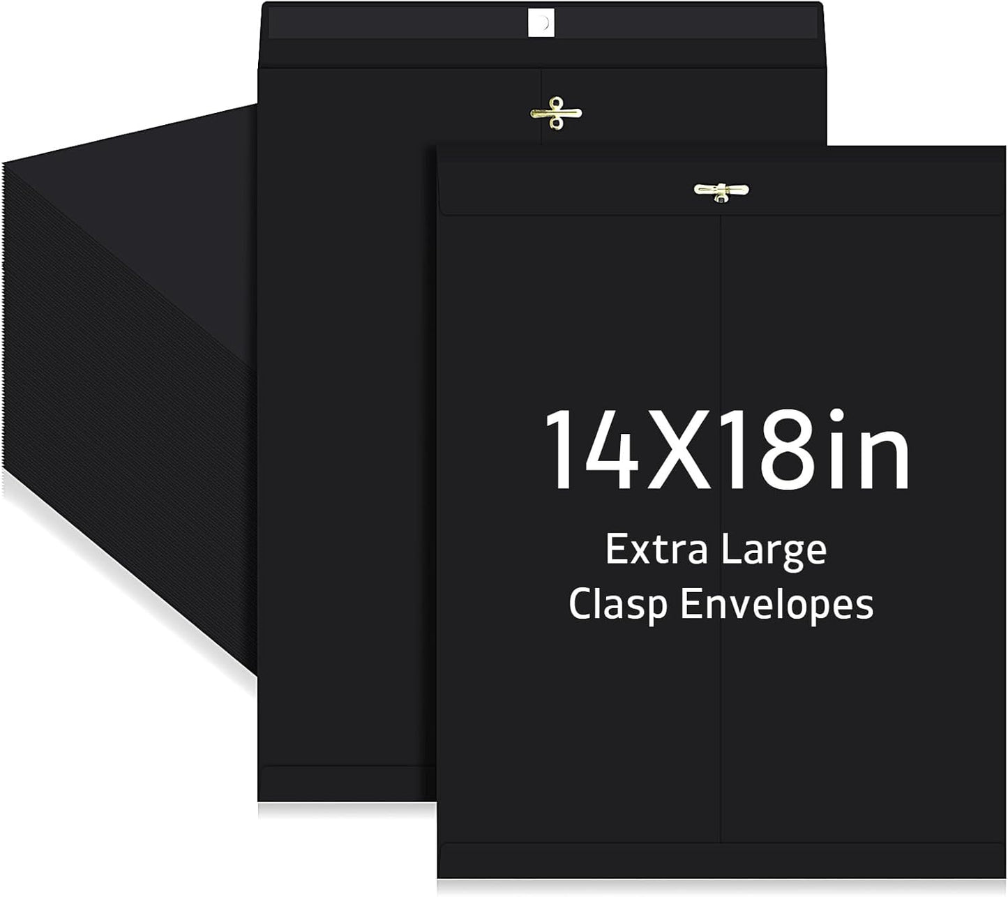 40 Pcs Extra Large Mailing Clasp Envelopes 14 x 18 Inch Jumbo Kraft Catalog Manila Envelope with Clasp Closure for Oversized Big Document Office Home Business School Storing Mailing(Black)
