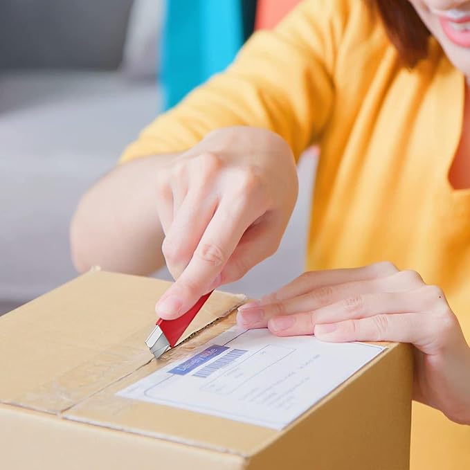 DIYSELF 12 Pack Box Cutters, Utility Knife Aluminum Alloy, Razor Knife Utility, Box Knife with Single Edge Razor Blade, Box Cutter Knives Retractable, Boxes Opener for Letters, Packages (Red)