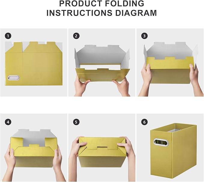 Oterri File Organizer, Small Storage Box, Cardboard File Folder Organizer, Collapsible File Box, Hanging File Organizer for Letter Size, Portable File Box with Handle, Only Box (Olive,4 Packs)