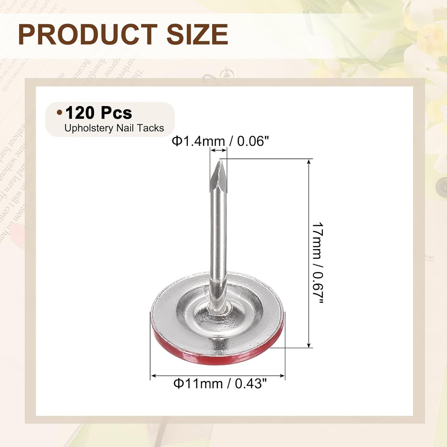 uxcell 120Pcs Push Pins, 11mmx17mm Round Flat Head Decorative Thumb Tacks Upholstery Tacks for Cork Board Office Wall Hangings, Red