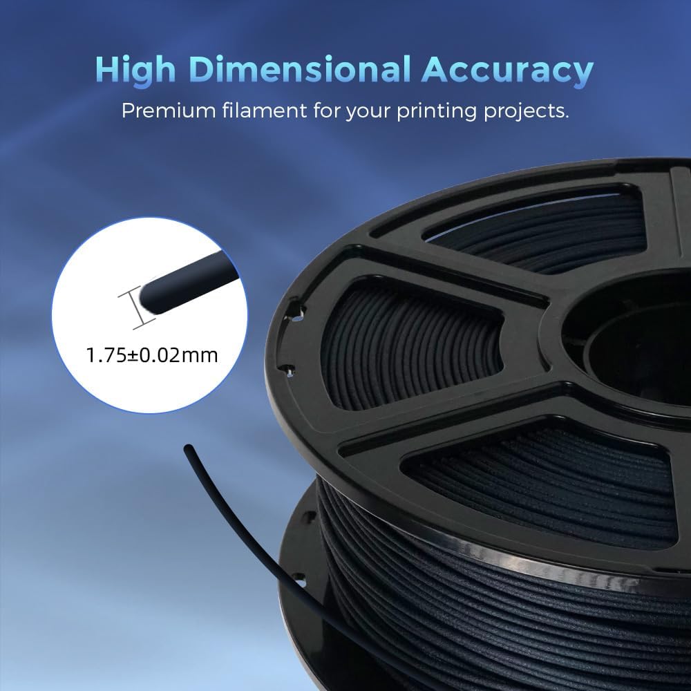 FLASHFORGE Carbon Fiber PLA Filament 1.75mm, Carbon Fiber Reinforced PLA 3D Printer Filament, 1KG Spool Dimensional Accuracy +/- 0.02mm, High Strength & High Abrasion-Resistance (PLA-CF Midnight Blue)