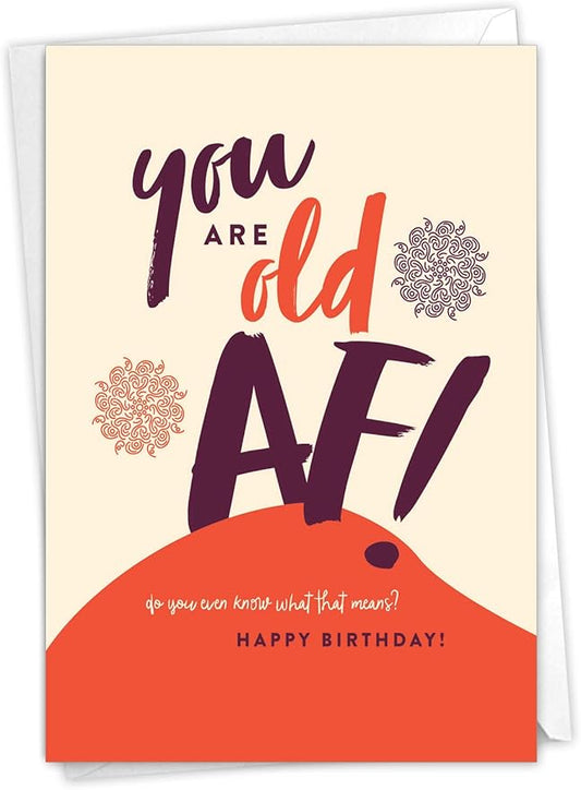 NobleWorks - 1 Sassy Happy Birthday Card Funny - Hilarious Grown-Up Card for Women, Wife, Stationery Humor - Old AF C6398BDG